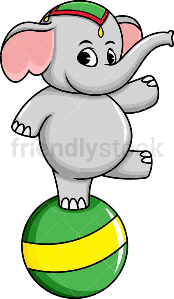 Circus elephant on ball. PNG - JPG and vector EPS (infinitely scalable). Image isolated on transparent background.