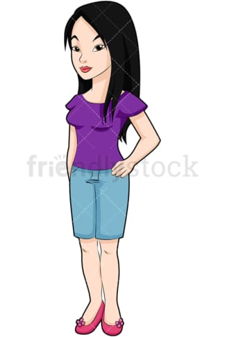 Asian young woman. PNG - JPG and vector EPS (infinitely scalable). Image isolated on transparent background.
