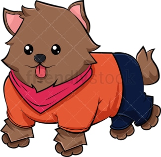 Cute dog wearing t-shirt. PNG - JPG and vector EPS (infinitely scalable). Image isolated on transparent background.