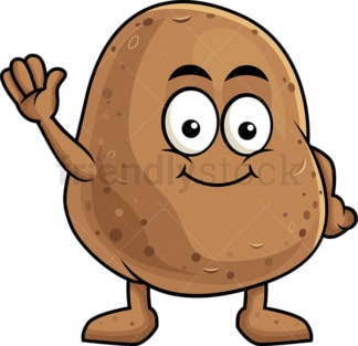 Cute potato cartoon character waving. PNG - JPG and vector EPS (infinitely scalable). Image isolated on transparent background.
