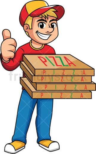 Delivery Guy Holding Pizza Boxes Cartoon Vector Clipart ...