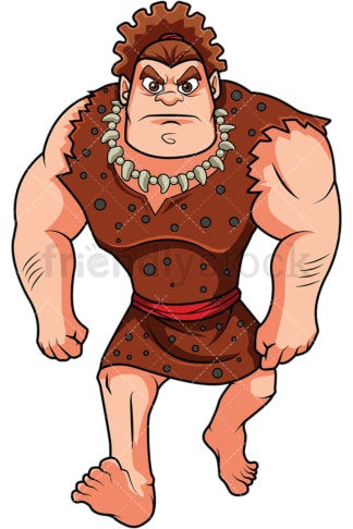 Caveman walking angrily. PNG - JPG and vector EPS (infinitely scalable). Image isolated on transparent background.