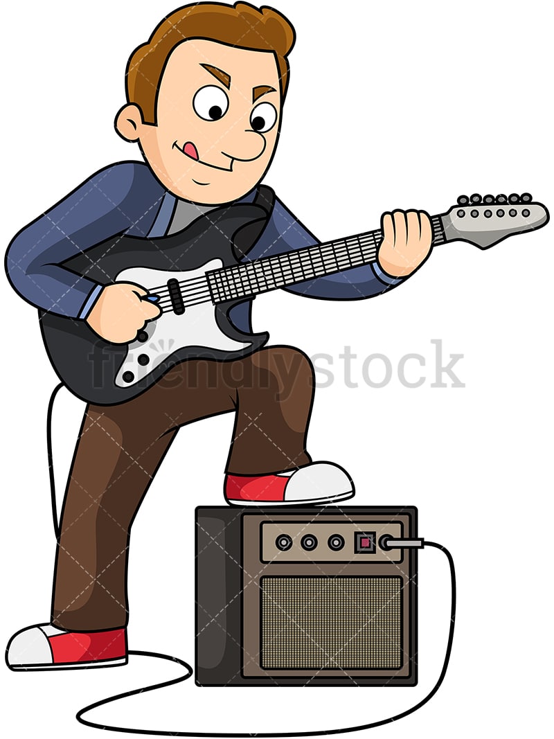 男性のエレキギタープレーヤー漫画ベクトルクリップアート Friendlystock
