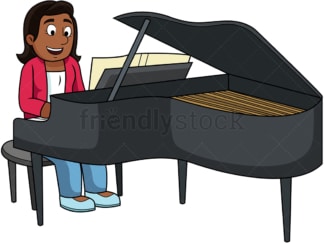 Black woman playing the piano. PNG - JPG and vector EPS file formats (infinitely scalable). Image isolated on transparent background.