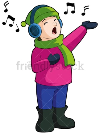 Kid singing christmas carols. PNG - JPG and vector EPS (infinitely scalable). Image isolated on transparent background.