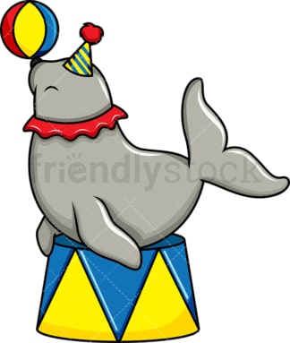 Circus seal performing. PNG - JPG and vector EPS (infinitely scalable). Image isolated on transparent background.