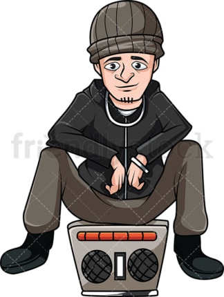 Man sitting on stereo. PNG - JPG and vector EPS (infinitely scalable). Image isolated on transparent background.
