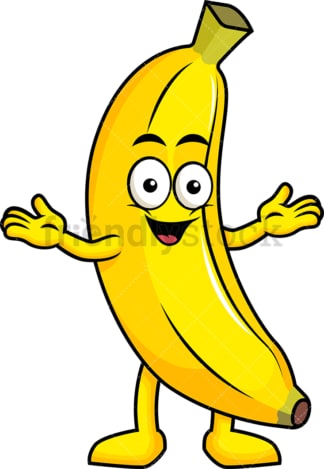 Happy banana cartoon character. PNG - JPG and vector EPS (infinitely scalable). Image isolated on transparent background.