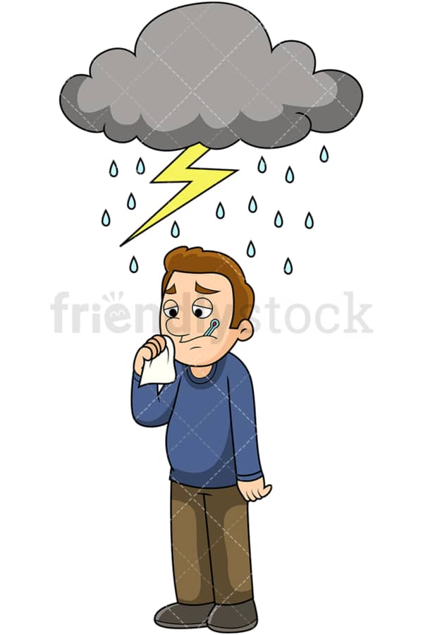 Man feeling under the weather. PNG - JPG and vector EPS file formats (infinitely scalable). Image isolated on transparent background.
