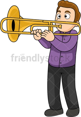 Man playing the trombone. PNG - JPG and vector EPS file formats (infinitely scalable). Image isolated on transparent background.