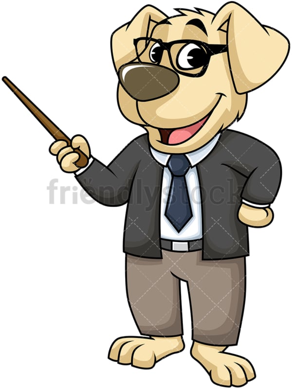 Dog character giving presentation. PNG - JPG and vector EPS (infinitely scalable). Image isolated on transparent background.