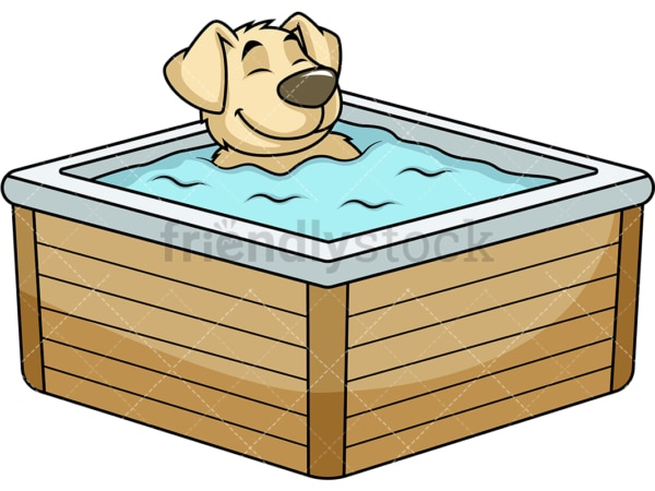 ホットタブ漫画ベクトルクリップアートのマスコット犬 Friendlystock