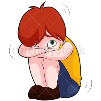 Scared little kid curled up. PNG - JPG and vector EPS (infinitely scalable). Image isolated on transparent background.