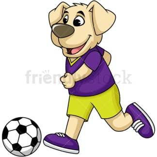 Dog cartoon character playing soccer. PNG - JPG and vector EPS (infinitely scalable). Image isolated on transparent background.