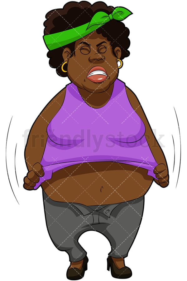 Chubby black woman. PNG - JPG and vector EPS (infinitely scalable). Image isolated on transparent background.