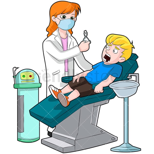 Female dentist pulling tooth out. PNG - JPG and vector EPS (infinitely scalable). Image isolated on transparent background.