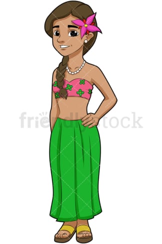 Hawaiian young woman. PNG - JPG and vector EPS (infinitely scalable). Image isolated on transparent background.
