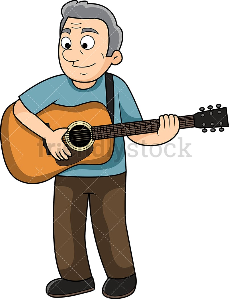 Old Man Playing The Guitar Cartoon Vector Clipart ...
 Cartoon Man Playing Guitar