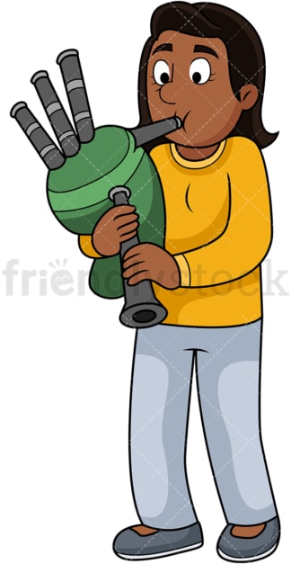Black woman playing bagpipes. PNG - JPG and vector EPS file formats (infinitely scalable). Image isolated on transparent background.