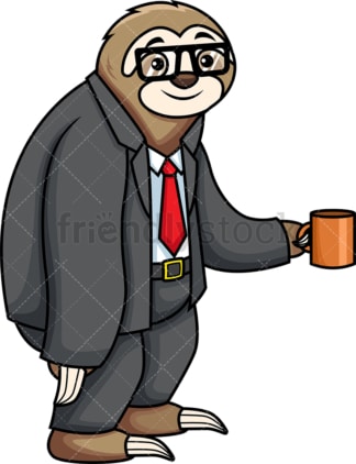 Businessman sloth. PNG - JPG and vector EPS (infinitely scalable). Image isolated on transparent background.