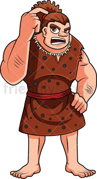 Caveman scratching his head in confusion. PNG - JPG and vector EPS (infinitely scalable). Image isolated on transparent background.