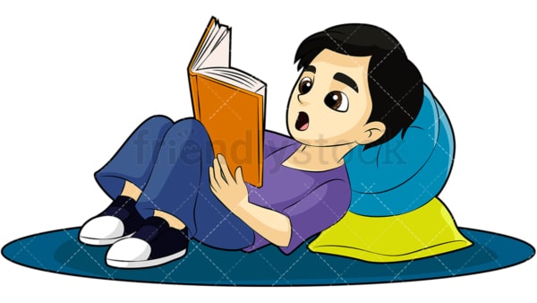 Kid reading a book. PNG - JPG and vector EPS (infinitely scalable). Image isolated on transparent background.