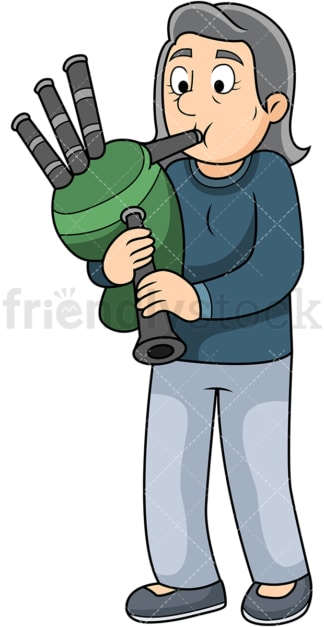 Old woman playing bagpipes. PNG - JPG and vector EPS file formats (infinitely scalable). Image isolated on transparent background.