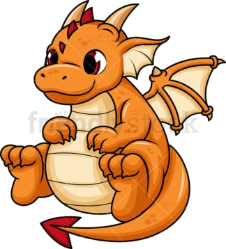 Orange chubby dragon. PNG - JPG and vector EPS (infinitely scalable). Image isolated on transparent background.