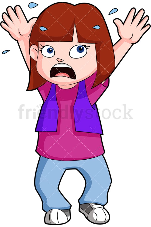 Startled little girl. PNG - JPG and vector EPS (infinitely scalable). Image isolated on transparent background.
