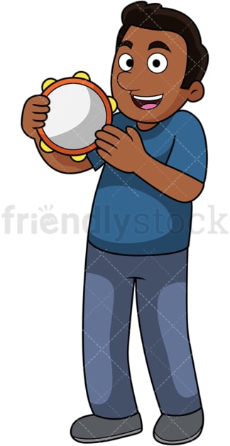 Black guy playing the tambourine. PNG - JPG and vector EPS file formats (infinitely scalable). Image isolated on transparent background.