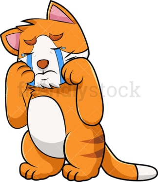 Cat cartoon character crying. PNG - JPG and vector EPS (infinitely scalable). Image isolated on transparent background.
