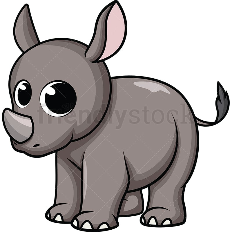 Download Cute Baby Rhino Cartoon Vector Clipart - FriendlyStock