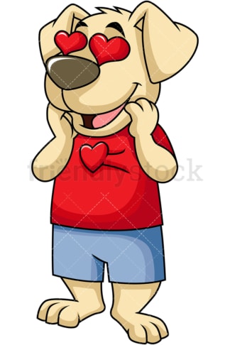 Dog cartoon character in love. PNG - JPG and vector EPS (infinitely scalable). Image isolated on transparent background.