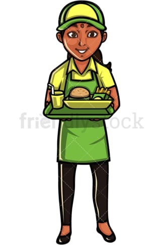 Indian waitress. PNG - JPG and vector EPS file formats (infinitely scalable). Image isolated on transparent background.