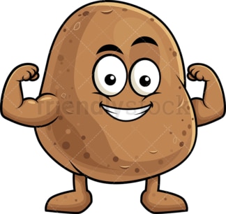 Potato cartoon character flexing muscles. PNG - JPG and vector EPS (infinitely scalable). Image isolated on transparent background.
