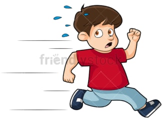 Scared little kid running away. PNG - JPG and vector EPS (infinitely scalable). Image isolated on transparent background.