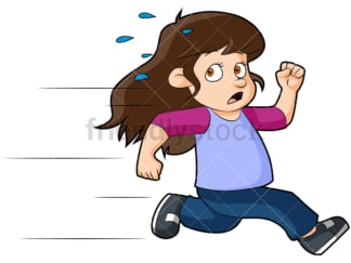 Scared little girl running away. PNG - JPG and vector EPS (infinitely scalable). Image isolated on transparent background.