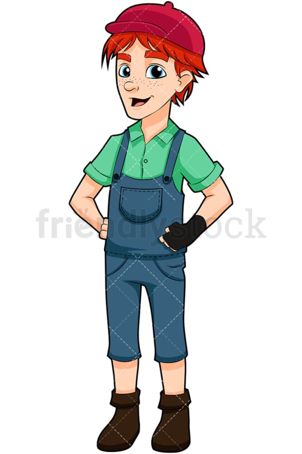 Teenager wearing overalls. PNG - JPG and vector EPS (infinitely scalable). Image isolated on transparent background.