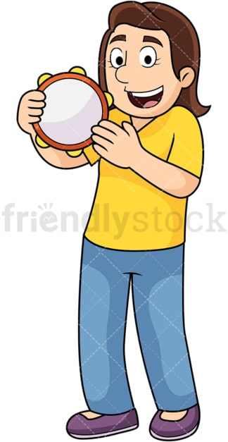 Woman playing the tambourine. PNG - JPG and vector EPS file formats (infinitely scalable). Image isolated on transparent background.