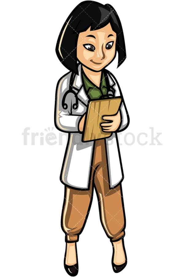 Asian female medical professional. PNG - JPG and vector EPS file formats (infinitely scalable). Image isolated on transparent background.