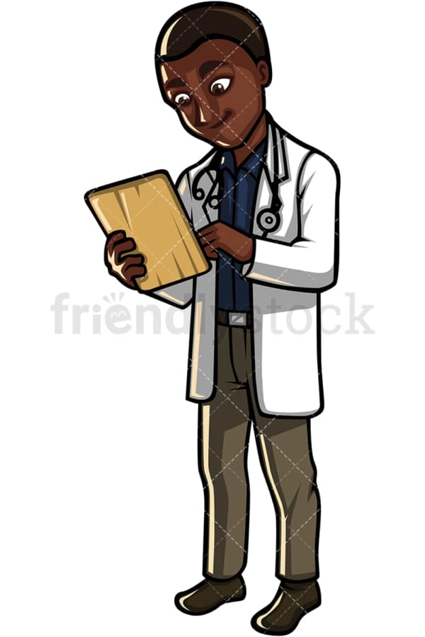 African American doctor. PNG - JPG and vector EPS file formats (infinitely scalable). Image isolated on transparent background.