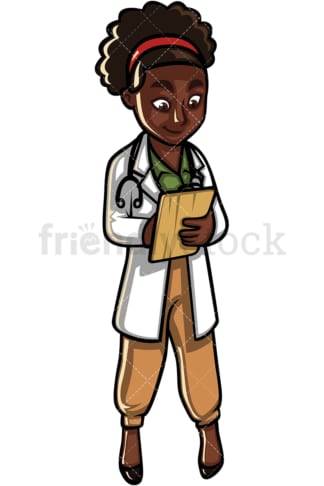 African American female doctor. PNG - JPG and vector EPS file formats (infinitely scalable). Image isolated on transparent background.