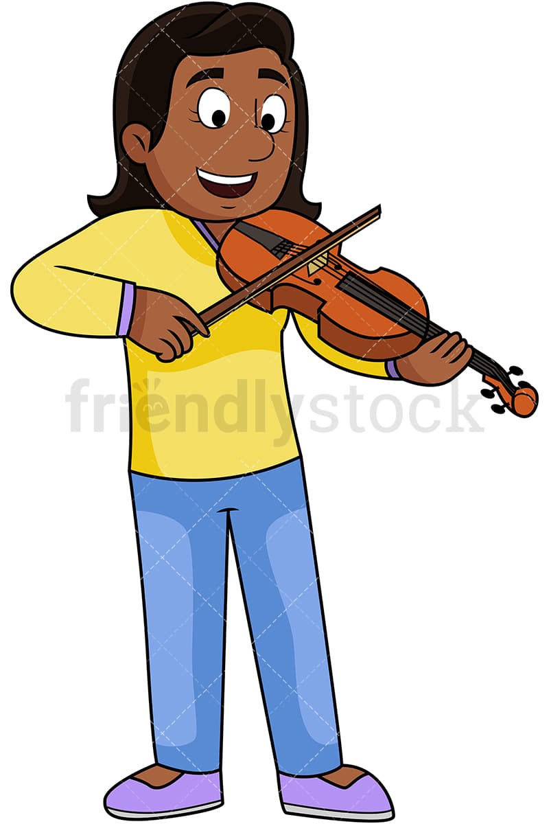 Femme Noire Jouant Du Violon Dessin Anime Clipart Vectoriel Friendlystock