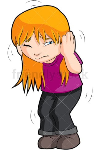 Little girl covering her ears. PNG - JPG and vector EPS (infinitely scalable). Image isolated on transparent background.