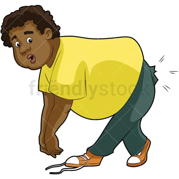 Fat man bending over tearing his pants. PNG - JPG and vector EPS (infinitely scalable). Image isolated on transparent background.