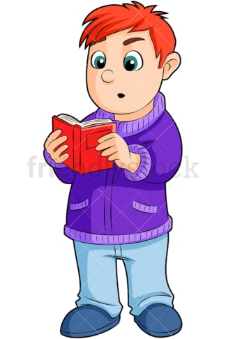 Little boy reading literature. PNG - JPG and vector EPS (infinitely scalable). Image isolated on transparent background.