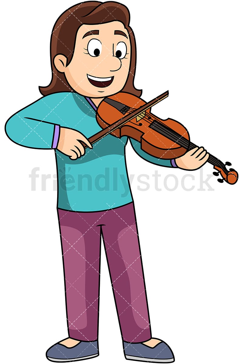 Femme Jouant Du Violon Dessin Anime Clipart Vectoriel Friendlystock