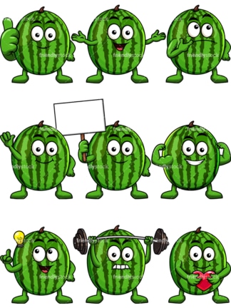 Mascot watermelon cartoon character. PNG - JPG and vector EPS file formats (infinitely scalable). Image isolated on transparent background.