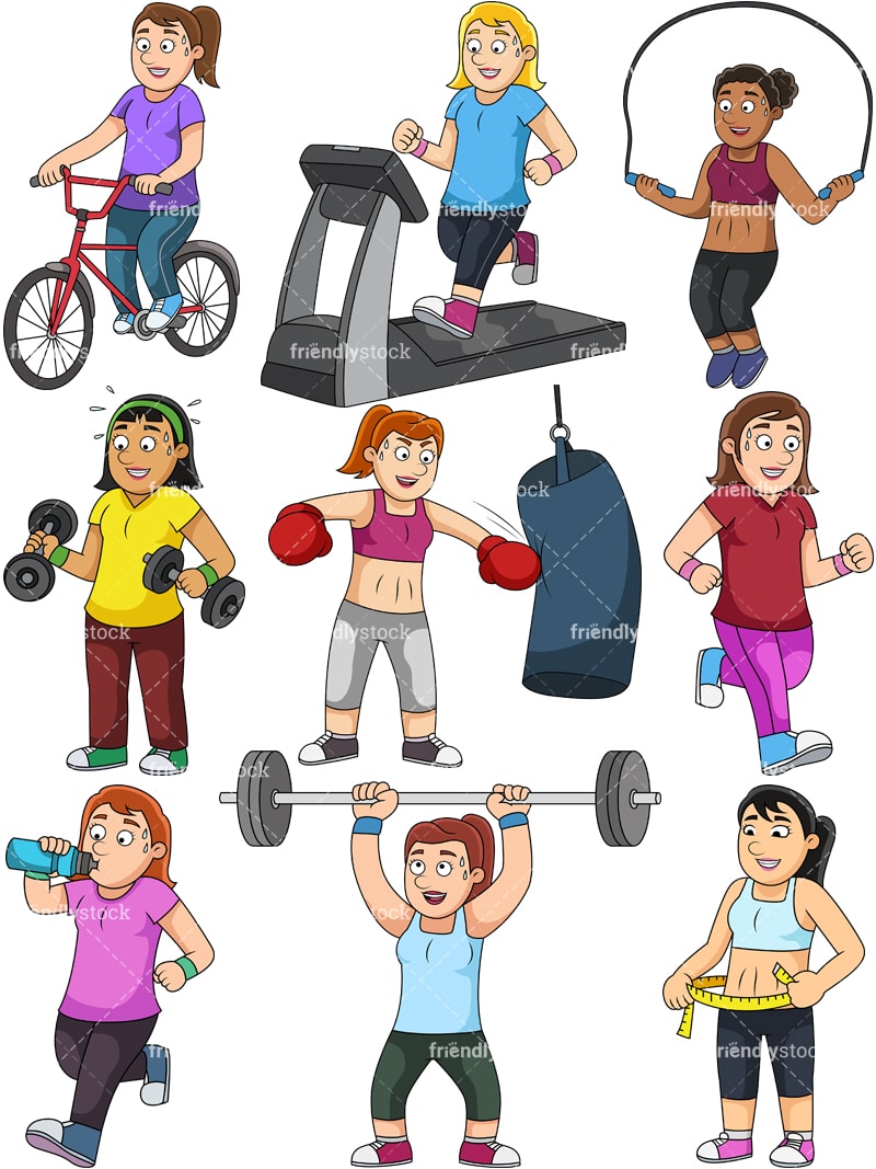 Women Weight Loss Collection Cartoon Vector Clipart