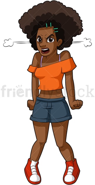 Furious african-american woman. PNG - JPG and vector EPS (infinitely scalable).